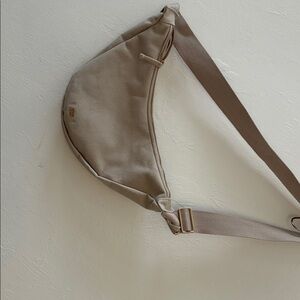 July brand everyday crescent Beige Canvas Crossbody Bag